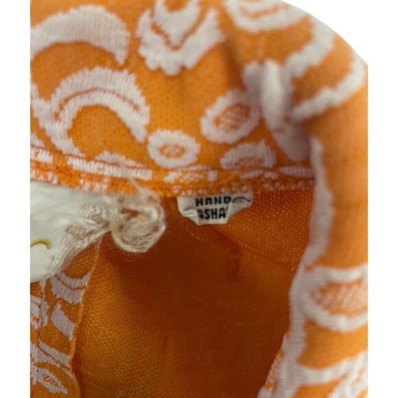 Vtg 70s PLW Womens Shift Dress M Medium Mini Orange Floral Knit Double Breasted - Picture 4 of 8